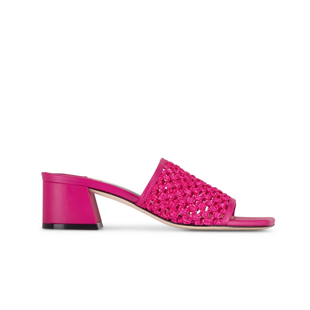 Jimmy Choo Themis 45 Raffia Slide Sandals in Fuschia Size‎ 41